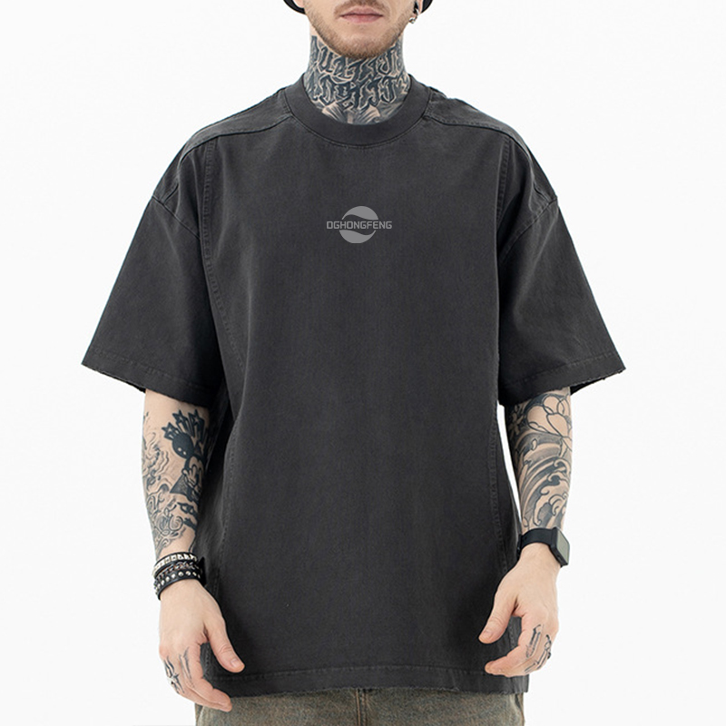 At our custom clothing factory, we sew custom crew neck t shirts with care.